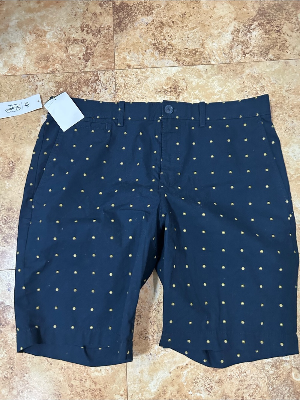 Original Penguin Navy Shorts with Gold Dot Print